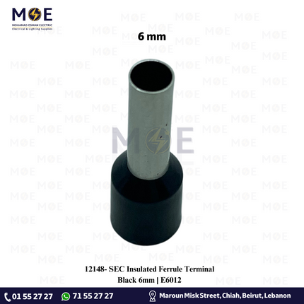 SEC Insulated Ferrule Terminal Black 6mm | E6012