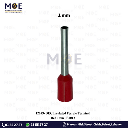 SEC Insulated Ferrule Terminal Red 1mm | E1012