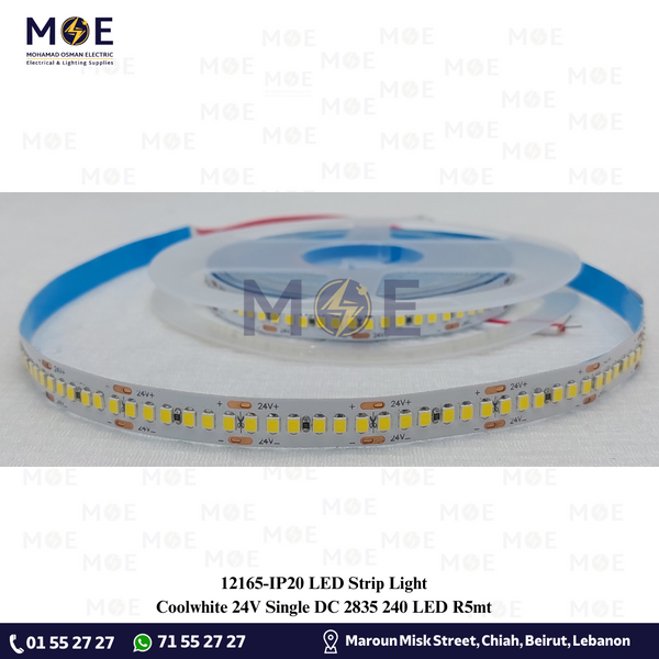 IP20 LED Strip Light Single Coolwhite 24V 2835 240Led R5mt