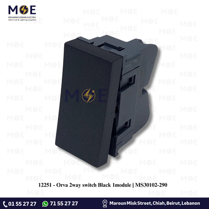 Orva 2way switch Black 1module | MS30102-290