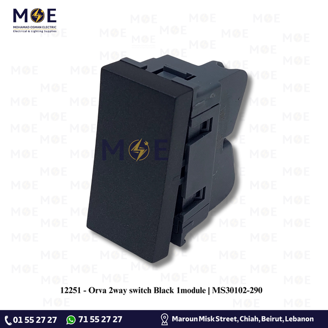 Orva 2way switch Black 1module | MS30102-290 | مفتاح دوبل دركسيون اسود