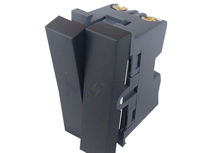 Orva Double Small 1way switch Black 1P 1module | MS30104-290 | مفتاح مجوز اسود