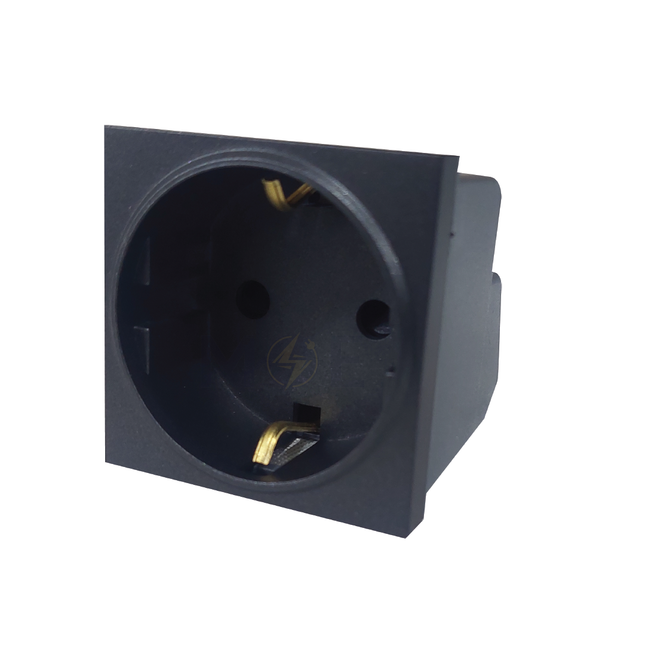 Orva German Standard Socket Outlet Black 2module | MS30219-290 | بريز شوكو اسود
