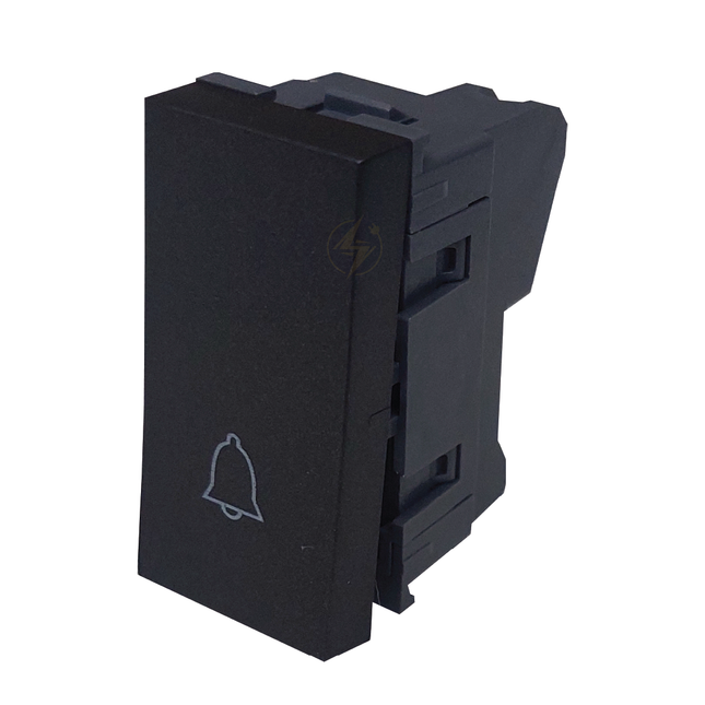 Orva Door Bell Switch/ Push Button Black 1P 10A 1module | MS30108-290 | كباس جرس داخلي اسود