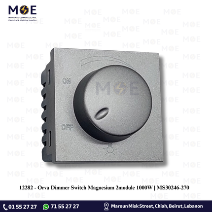 Orva Dimmer Switch Magnesium 2module 1000W | MS30246-270