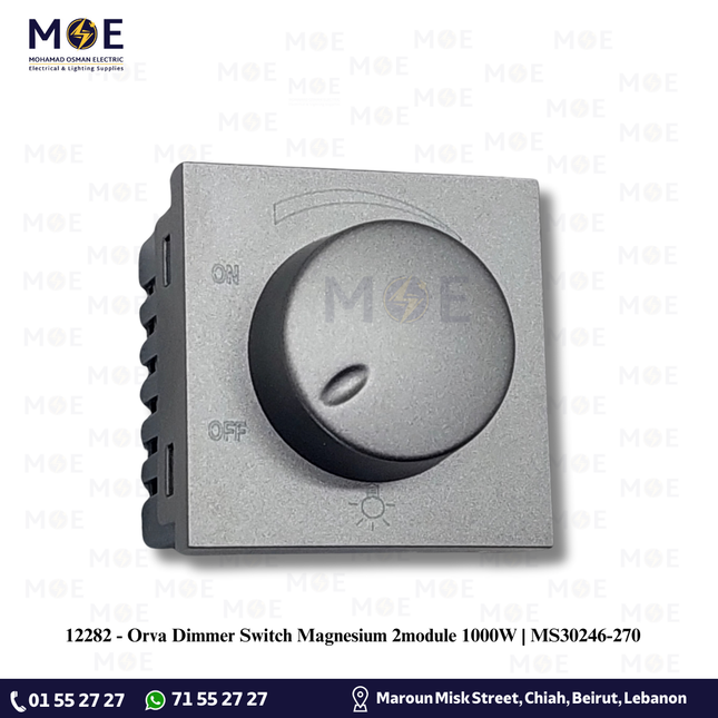Orva Dimmer Switch Magnesium 2module 1000W | MS30246-270 | ديمر ضو مغنيسيوم