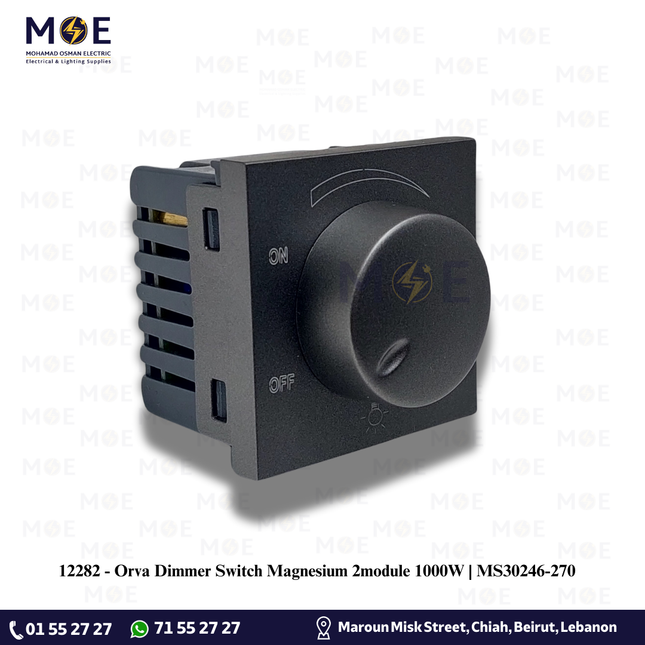 Orva Dimmer Switch Magnesium 2module 1000W | MS30246-270 | ديمر ضو مغنيسيوم