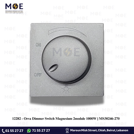 Orva Dimmer Switch Magnesium 2module 1000W | MS30246-270