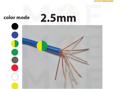 Liban Cables Single Core Stranded 2.5mm Green/Yellow | NYA | شريط مفرد قاسي اخضر/ اصفر