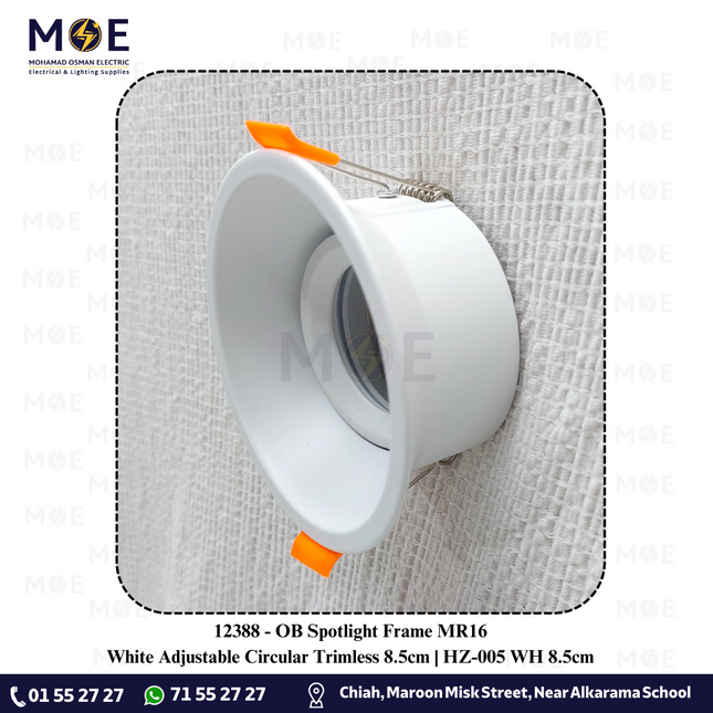 OB Downlight / Spotlight MR16 Frame White Recessed Adjustable Circular Trimless 8.5cm | HZ-005