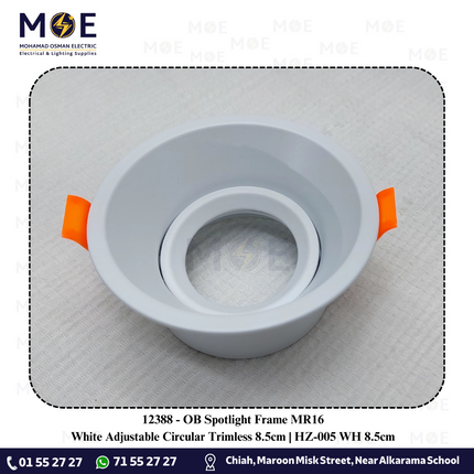 OB Downlight / Spotlight MR16 Frame White Recessed Adjustable Circular Trimless 8.5cm | HZ-005