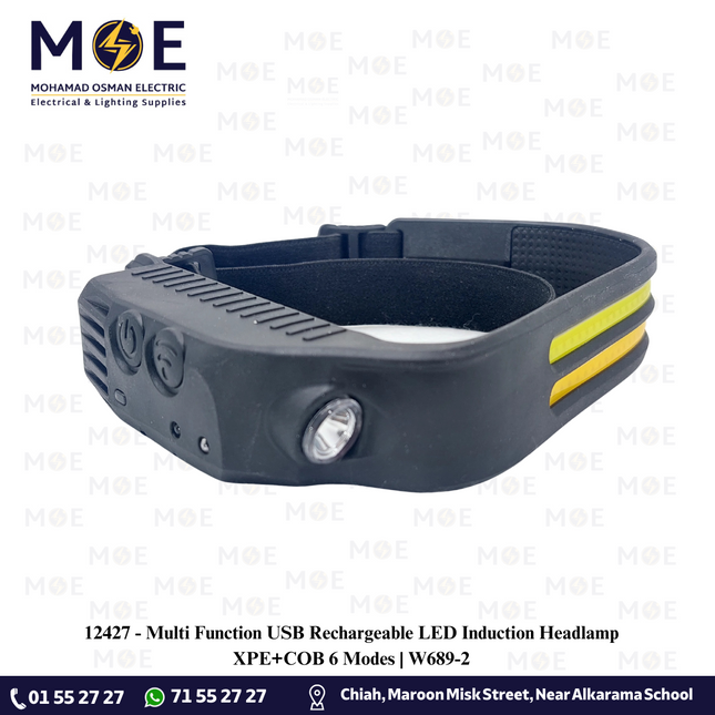 Multi Function USB Rechargeable LED Induction Headlamp XPE+COB 6 Modes | W689-2