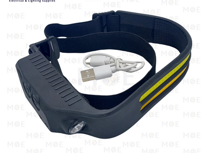 Multi Function USB Rechargeable LED Induction Headlamp XPE+COB 6 Modes | W689-2 | انتريك راس ليد تشريج مع سنسور
