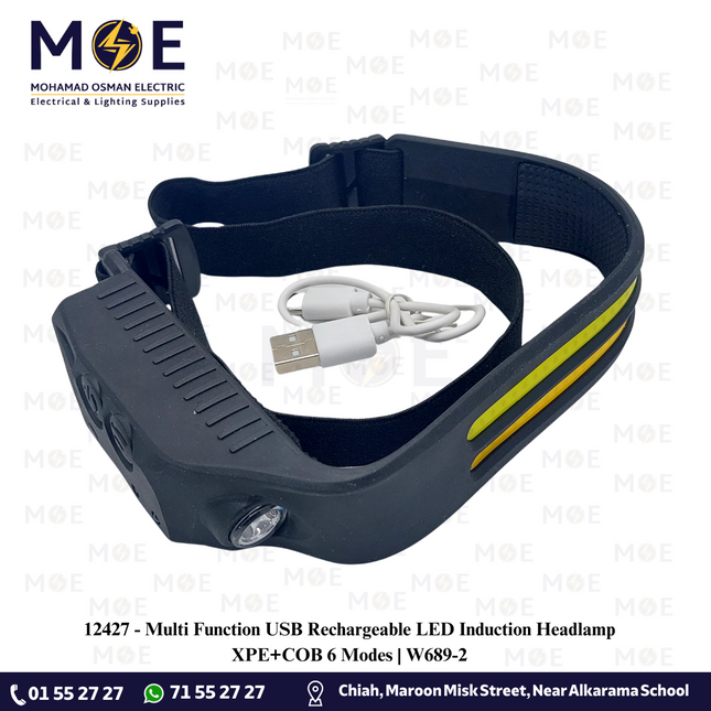 Multi Function USB Rechargeable LED Induction Headlamp XPE+COB 6 Modes | W689-2