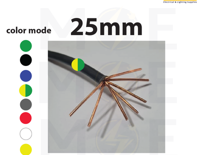 Liban Cables Single Core Stranded 25mm Green/Yellow | NYA | شريط مفرد قاسي اخضر/ اصفر
