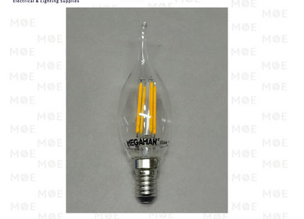 Megaman C35 LED Lamp Clear Filament Candle Tail WarmWhite 2700K E14 4W 360Lm | C35 | لمبة ليد برم سن رفيع فيلامنت شمعة دنب شفاف ورم وايت
