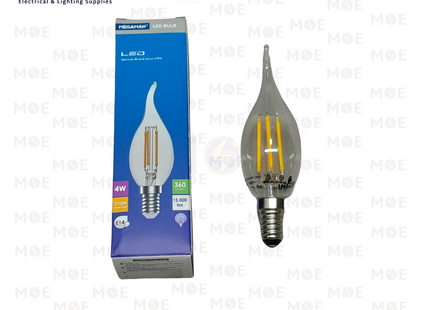 Megaman C35 LED Lamp Clear Filament Candle Tail WarmWhite 2700K E14 4W 360Lm | C35 | لمبة ليد برم سن رفيع فيلامنت شمعة دنب شفاف ورم وايت