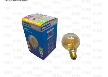 Megaman G80 LED Lamp Amber Filament Antique Edison Bulb WarmWhite 2200K E27 6W 600Lm | G80 | لمبة ليد برم فيلامنت بول عسلي ورم وايت