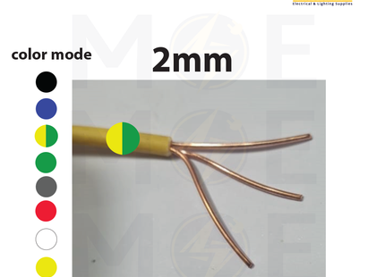 Liban Cables Single Core Stranded 2mm Green/Yellow | NYA | شريط مفرد قاسي اخضر/ اصفر