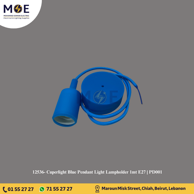 Cuperlight Blue Pendant Light Lampholder 1mt E27 | PD001