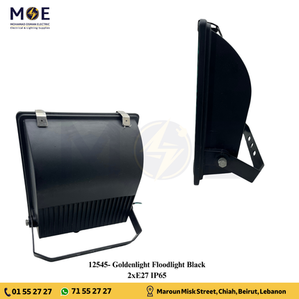 Goldenlight Floodlight Black 2xE27 IP65