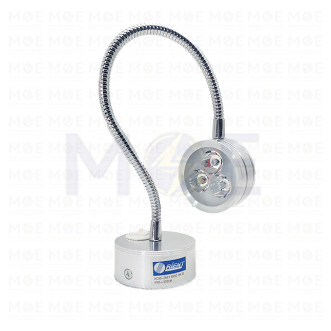 Orient LED Indoor Wall Spot Light Flexible With Power Switch Chrome Daylight 330Lm 3*1W | BD-059 | ابليك حائط ليد ماسورة مع مفتاح كروم دايلايت