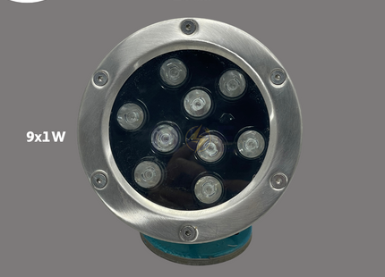 Cuperlight SMD IP68 LED Underwater Pool Light Chrome Adjustable Surface Circular Spot RGB 12V AC 14cm 9x1W | LWS-01-9W | سبوت مسبح ليد مدور ظاهر متحرك كروم ضو ملون اخضر و احمر و ازرق