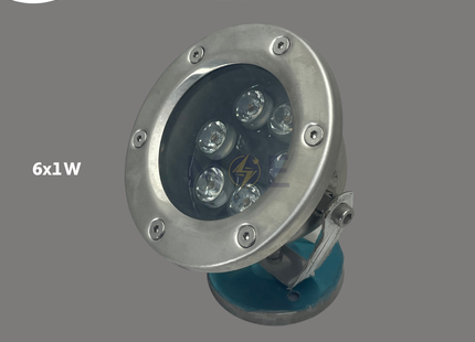 Cuperlight SMD IP68 LED Underwater Pool Light Chrome Adjustable Surface Circular Spot Warmwhite 12V AC 12cm 6x1W |JLUW-01 | سبوت مسبح ليد مدور ظاهر متحرك كروم ورم وايت