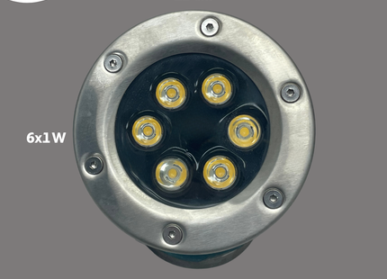 Cuperlight SMD IP68 LED Underwater Pool Light Chrome Adjustable Surface Circular Spot Warmwhite 12V AC 12cm 6x1W |JLUW-01 | سبوت مسبح ليد مدور ظاهر متحرك كروم ورم وايت