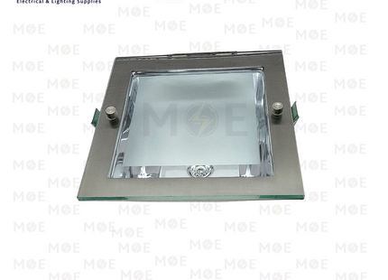 Orient Square Recessed Downlight Spotlight Frame Chrome Frosted Glass 2xE27 2x13 15cm | سبوت فارغ مربع مخفي كروم زجاج مغشى