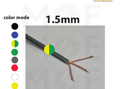 Liban Cables Single Core Stranded 3/029 (1.5mm) Green/Yellow | NYA | شريط مفرد قاسي اخضر/ اصفر