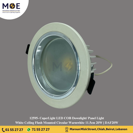 CuperLight LED COB Downlight/ Panel Light White Ceiling Flush Mounted Circular Warmwhite 11.5cm 20W | DAF20W