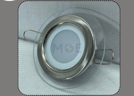 CuperLight LED Downlight/ Panel Light Chrome Ceiling Flush Mounted Circular Warmwhite 7.5cm 8W | KG826-8W | سبوت ليد مدور مخفي كروم كادر زجاج ورم وايت