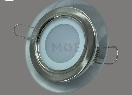 CuperLight LED Downlight/ Panel Light Chrome Ceiling Flush Mounted Circular Warmwhite 7.5cm 8W | KG826-8W | سبوت ليد مدور مخفي كروم كادر زجاج ورم وايت