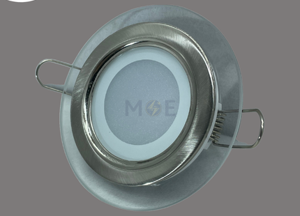 CuperLight LED Downlight/ Panel Light Chrome Ceiling Flush Mounted Circular Daylight 7.5cm 8W | KG826-8W | سبوت ليد مدور مخفي كروم كادر زجاج دايلايت