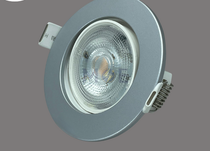 AEG LED Downlight/ Panel Light Silver Matt Ceiling Flush Mounted Adjustable Circular Warmwhite 3000K 345Lm 7cm 5.5W | 16132 | سبوت ليد مدور مخفي متحرك فضي ناشف ورم وايت