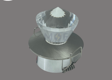 CuperLight LED Pin COB Downlight/ Panel Light Chrome Flush Mounted Circular with Diamond Glass Warmwhite DIMN SN 3.5cm 4W | JL1106A | سبوت بين ليد الماسة مدور مخفي كروم ورم وايت