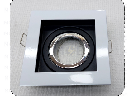 Downlight / Spotlight MR16 Frame White Recessed Adjustable Square Trimless 9cm | KG-701 | سبوت فارغ ترملس مربع مخفي ابيض متحرك