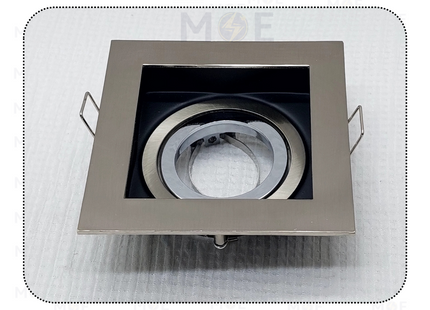 Downlight / Spotlight MR16 Frame Chrome Recessed Adjustable Square Trimless 9cm | KG-701 | سبوت فارغ ترملس مربع مخفي كروم متحرك