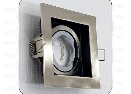 Downlight / Spotlight MR16 Frame Chrome Recessed Adjustable Square Trimless 9cm | KG-701 | سبوت فارغ ترملس مربع مخفي كروم متحرك