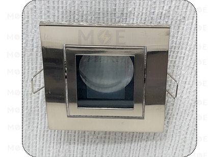 Downlight / Spotlight MR16 Frame Chrome Recessed Adjustable Wavy Square Trimless with Glass 8.5cm | KG-708 | سبوت فارغ ترملس مربع امواج مخفي كروم متحرك مع زجاج
