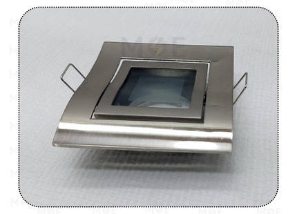 Downlight / Spotlight MR16 Frame Chrome Recessed Adjustable Wavy Square Trimless with Glass 8.5cm | KG-708 | سبوت فارغ ترملس مربع امواج مخفي كروم متحرك مع زجاج