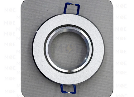 Downlight / Spotlight MR16 Frame Chrome / Silver Matt Recessed Adjustable Circular 7cm | KG-410 | سبوت فارغ مدور مخفي كروم على فضي ناشف متحرك