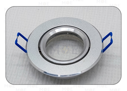 Downlight / Spotlight MR16 Frame Chrome / Silver Matt Recessed Adjustable Circular 7cm | KG-410 | سبوت فارغ مدور مخفي كروم على فضي ناشف متحرك