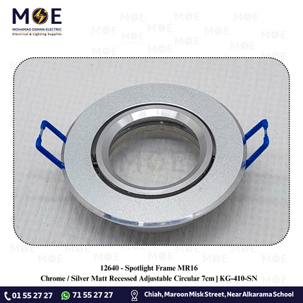 Downlight / Spotlight MR16 Frame Chrome / Silver Matt Recessed Adjustable Circular 7cm | KG-410