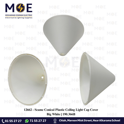 Scame Conical Plastic Ceiling Light Cap Cover Big White | 190.366B