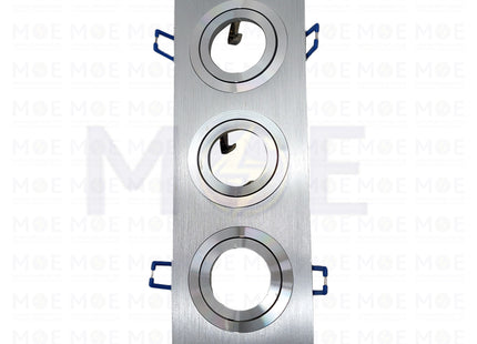 Triple Downlight / Spotlight MR16 Frame Aluminum Chrome Recessed Adjustable Rectangular 30x10cm | KG-7113 | سبوت فارغ مستطيل المنيوم مخفي كروم متحرك مثلث
