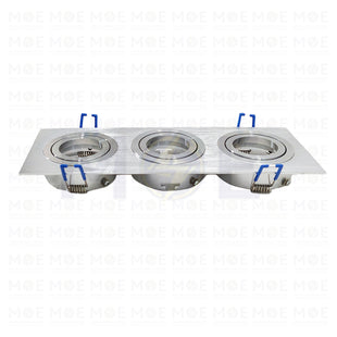 Triple Downlight / Spotlight MR16 Frame Aluminum Chrome Recessed Adjustable Rectangular 30x10cm | KG-7113 | سبوت فارغ مستطيل المنيوم مخفي كروم متحرك مثلث