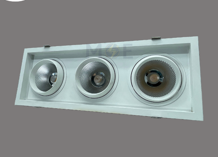 CuperLight LED COB Triple Head Architectural Downlight/ Panel Light Adjustable White Ceiling Flush Mounted Rectangular Warmwhite 3000K 45x15cm 3x30W | US-1533-3x30W | سبوت ليد متلت مخفي مستطيل متحرك ورم وايت