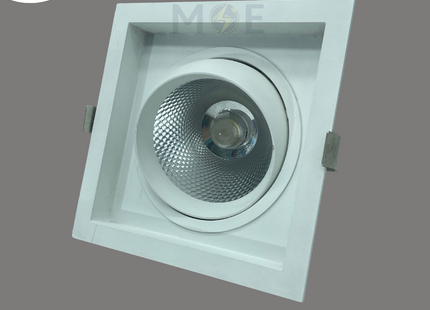 CuperLight LED COB Single Head Architectural Downlight/ Panel Light Adjustable White Ceiling Flush Mounted Rectangular Daylight 6000K 14.5x14.5cm 1x30W | US-1533-1x30W | سبوت ليد مفرد مخفي مربع متحرك دايلايت